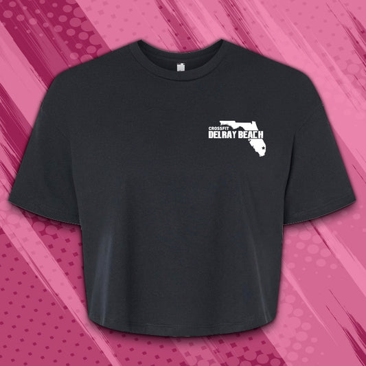 CDB 6482 WOMENS TEAL & PEACH CROP TEE